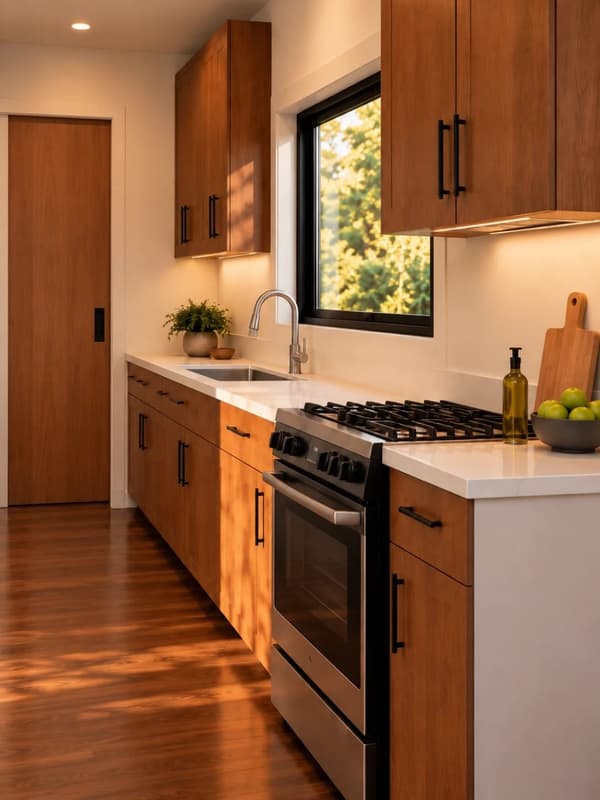 Rendering: ADU 360 — galley kitchen